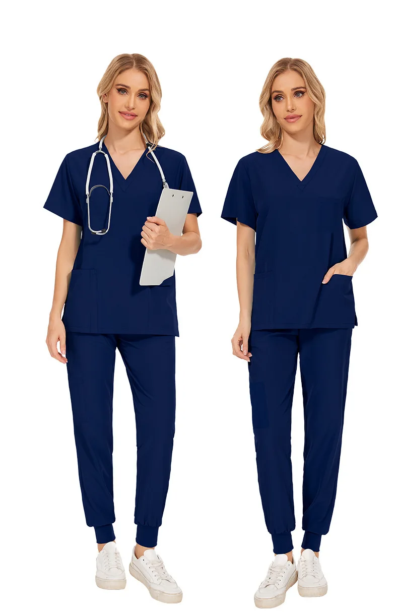 Set di scrub medici di colore bianco donna uomo uniformi ospedaliere medici accessori per infermiere clinica odontoiatrica salone di bellezza abbigliamento da lavoro