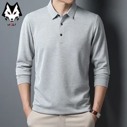 Men's Business Casual Polo Long Sleeve T-shirt Summer Comfortable Solid Top