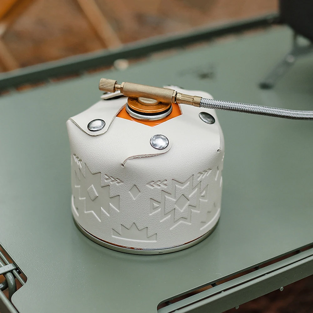 

Leather Gas Canister Protective Cover One-piece Gas Can Protective Cover Gas Tank Protector Hiking Travel Kit Outdoor Supplies