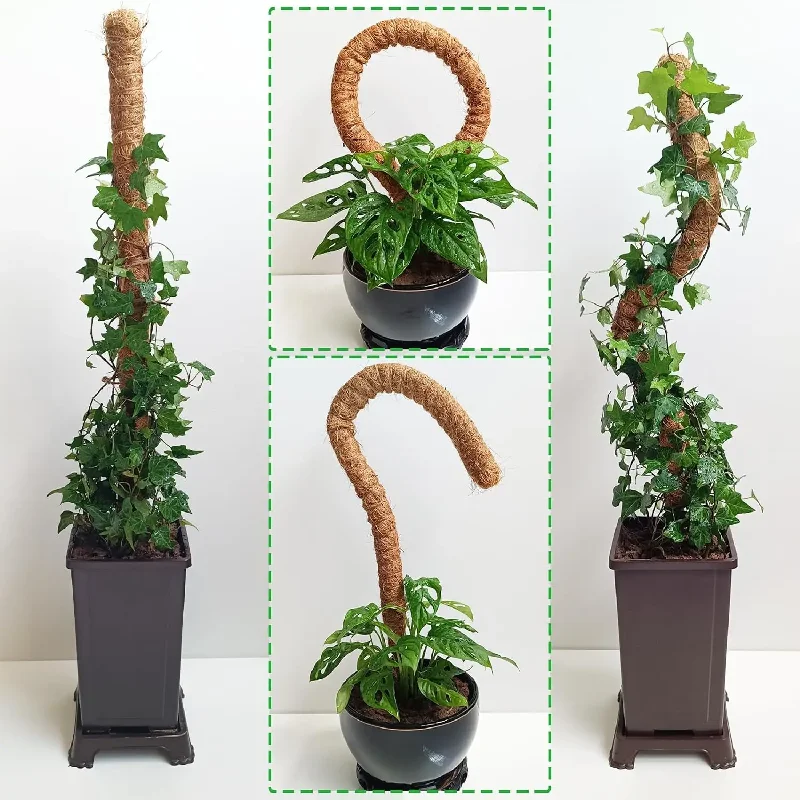 2Pcs 80cm Bendable Coco Coir Moss Poles, Monstera Plant Climbing Support Sticks, Flexible Plant Cage Extension Stakes