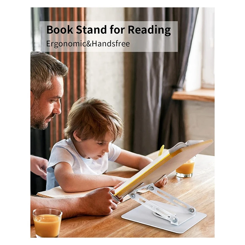 AF91-Book Stand For Reading-Adjustable Book Holder With 360°Rotate Base & Foldable Desktop Stand Riser For Book,Recipe,Laptop