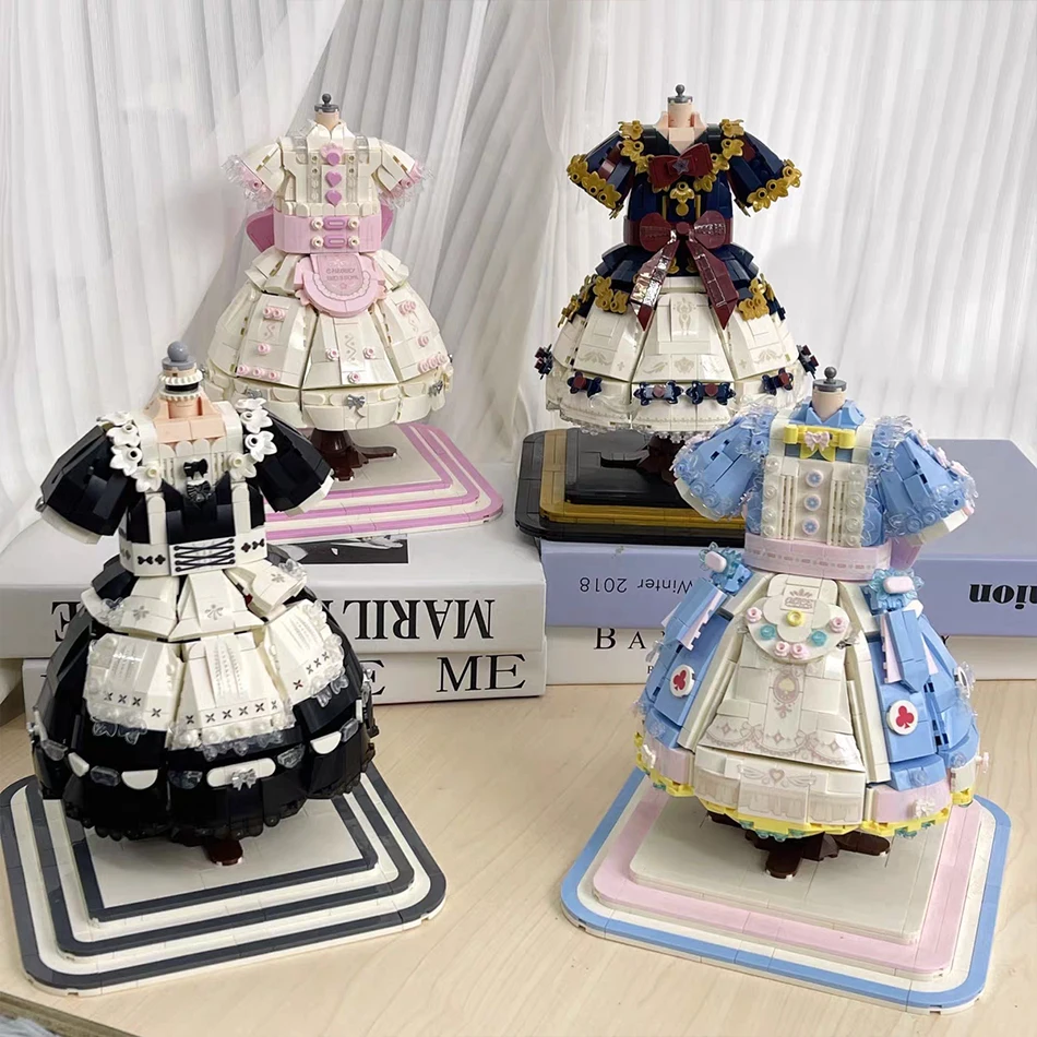 

Lolita Princess Dress Micro Building Blocks Kawaii Sakura Preppy Skirt Evening Gown Maid Outfit Bricks Toys Girls Birthday Gifts