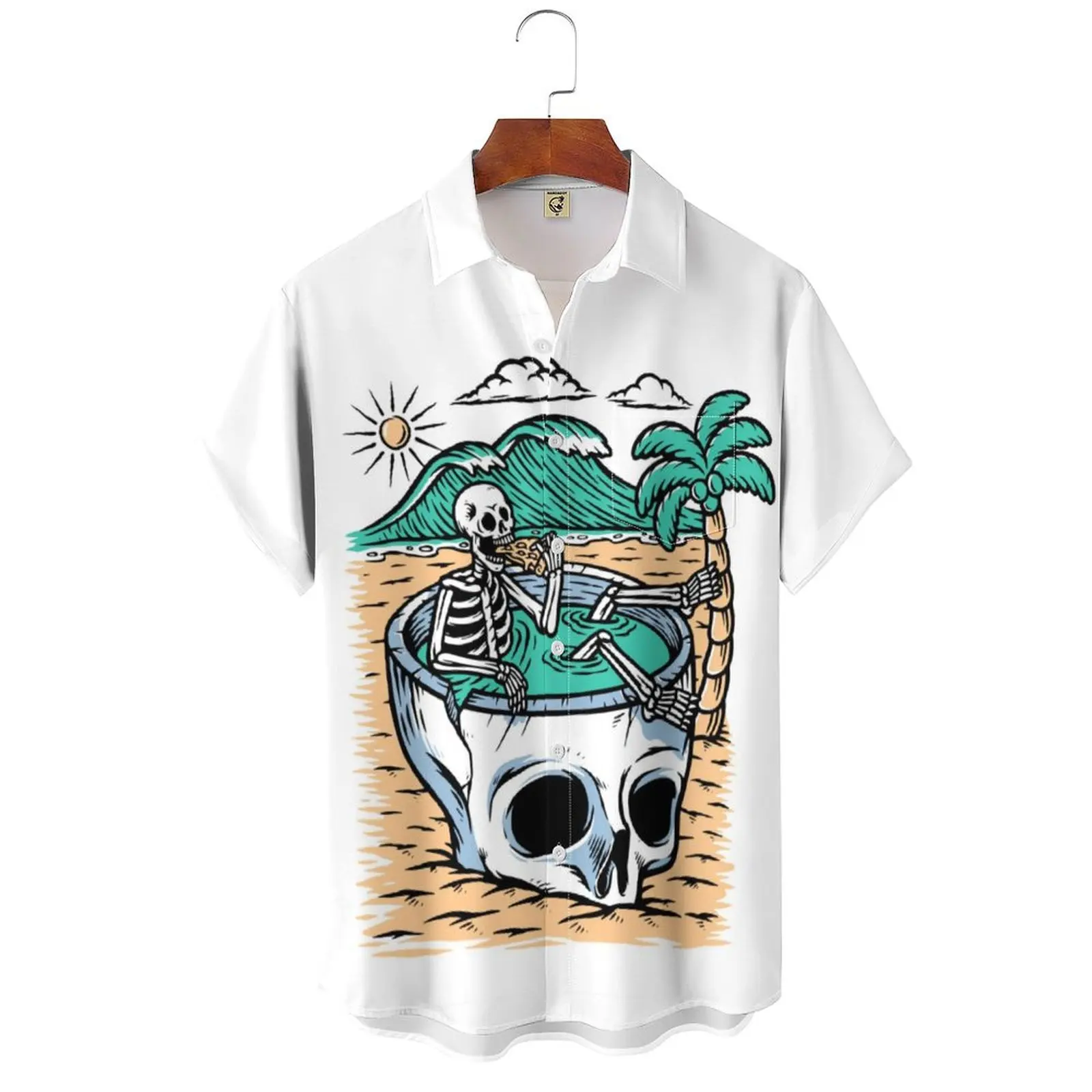 Summer Men's shirt Gothic Harajuku Biker Skull Graphic Printed shirt Punk Skulls Street Short Sleeve Oversized Men Clothes