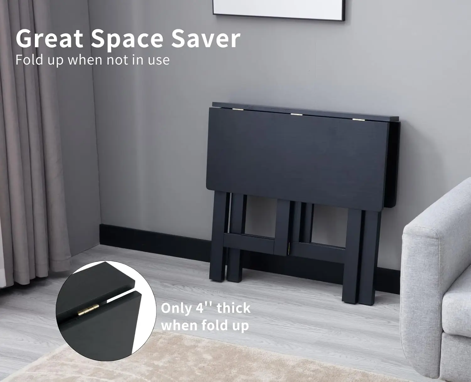 Cimota Small Square Folding Table For 2 To 4 Person Portable Solid Wood Dining Table With 4 Foot Small Kitchen Table For Small