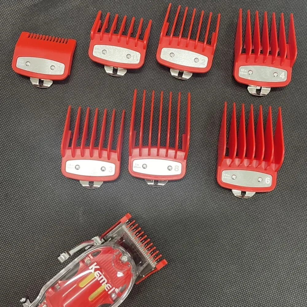 Kemei Hair Clipper Limit Comb Guide Attachment Size Barber Replacement 1.5/3/4.5/6/10/13/19/25/mm 8pcs Set For 1990 809A 1761