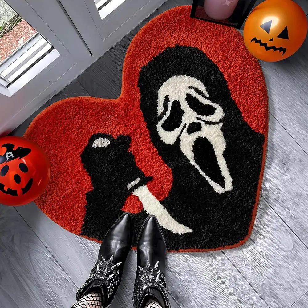 Halloween Carpet For Living Room, Bedroom, Bathroom, Bedside Mat, Party Skull-Themed Funny Mat, Home Decoration