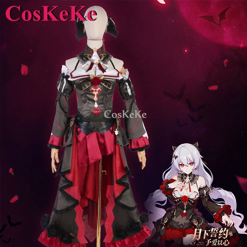 CosKeKe Theresa Apocalypse Cosplay Anime Honkai Impact 3 Costume Vow Under The Moon Give Love To Heart Dress Role Play Clothing