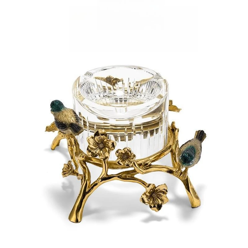 Cigar ashtray temperament crystal European copper carved glass