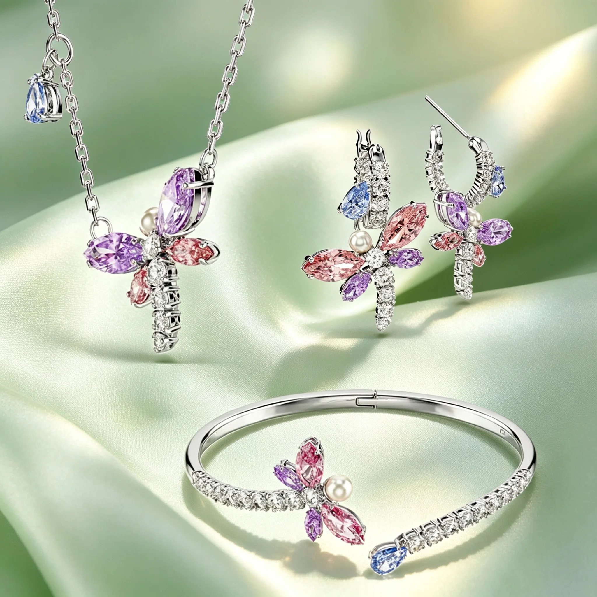 Women's Exquisite Multicolor Butterfly Floral Jewelry Set