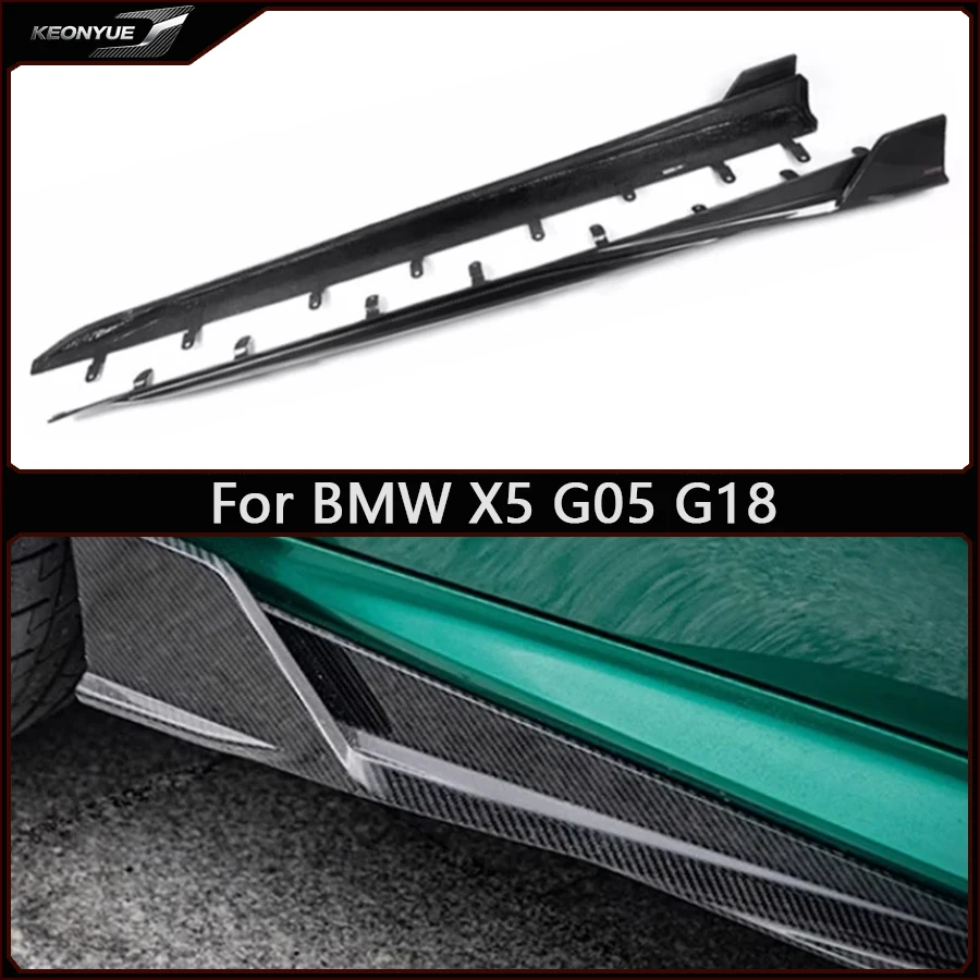 

For BMW X5 G05 G18 2023+ Dry Carbon Fiber Side Skirt bumper Splitters Cupwings Apron Side panel Car Accessories body kit