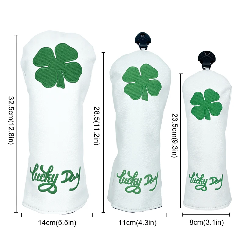 Lucky Clover Golf Club Head Cover - Fits Most Woods & Hybrids, PU Material Waterproof and Scratch-Resistant