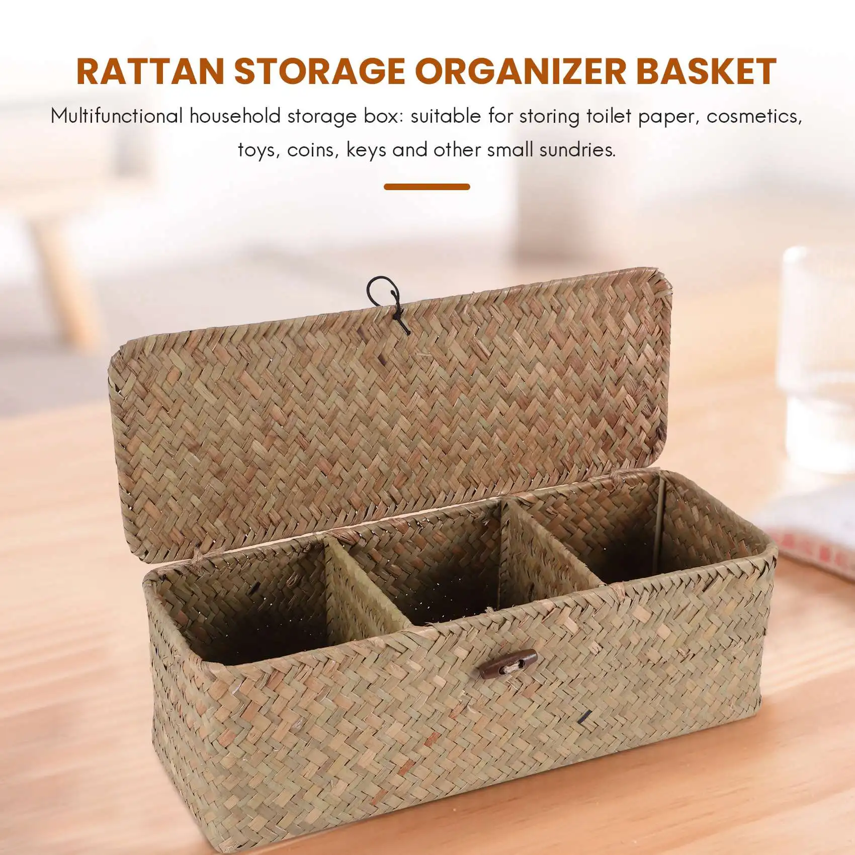 Toilet Paper Basket- 3 Rattan Toilet Bathroom Storage Organizer Basket- Jewelry Cosmetic Storage Basket