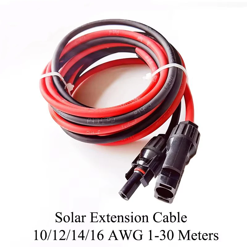 1 Pair Female and Male Single head solar extension wire cable PV wire 6/4/2.5/1.5 mm2 Solar PV Cable 1/2/5/8/10/15/20/30 meters