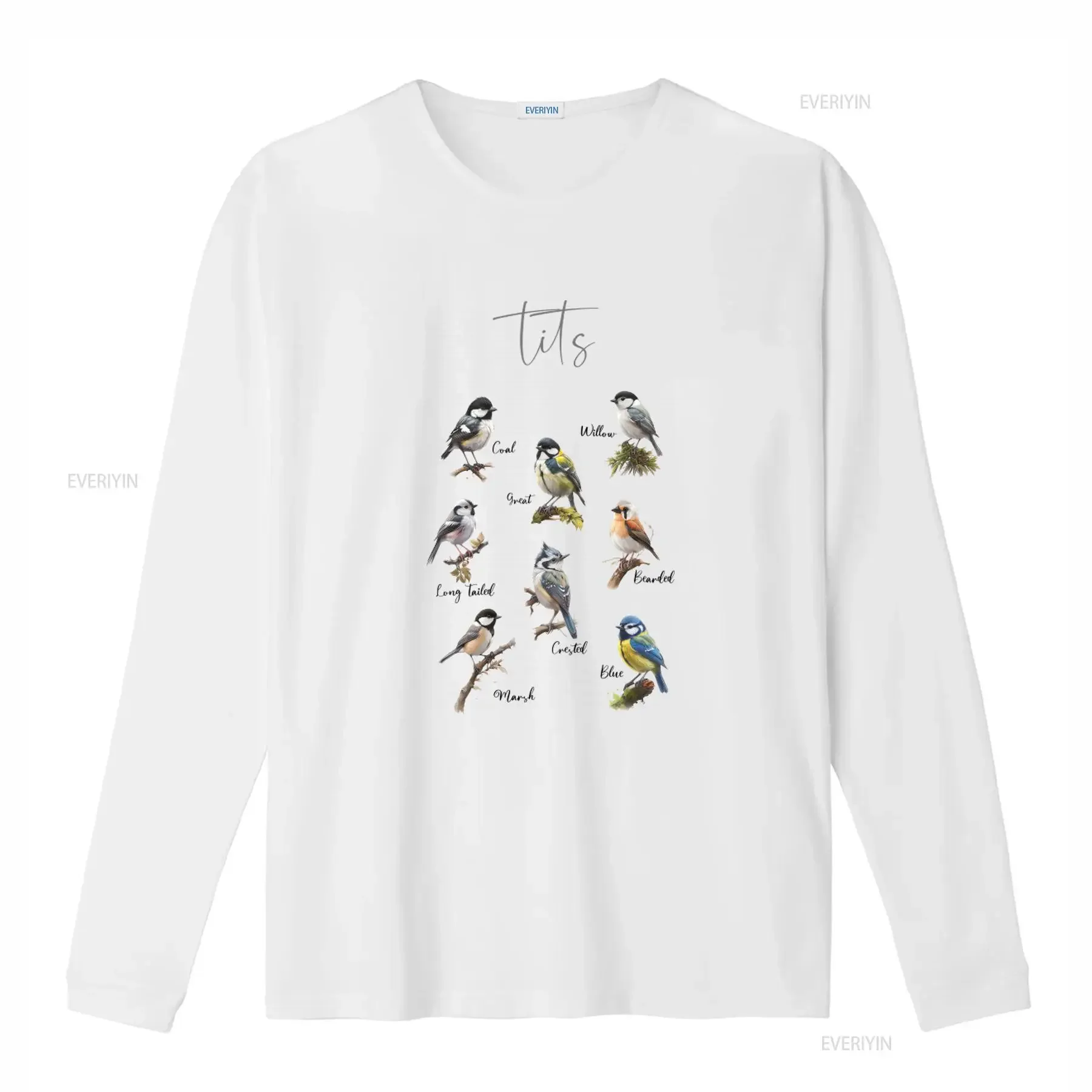 Birds Funny T Shirt for Her Tits Bird Enthusiast with Chart Design Unique Avian Print vintage Washed Comfortable Slightly homme