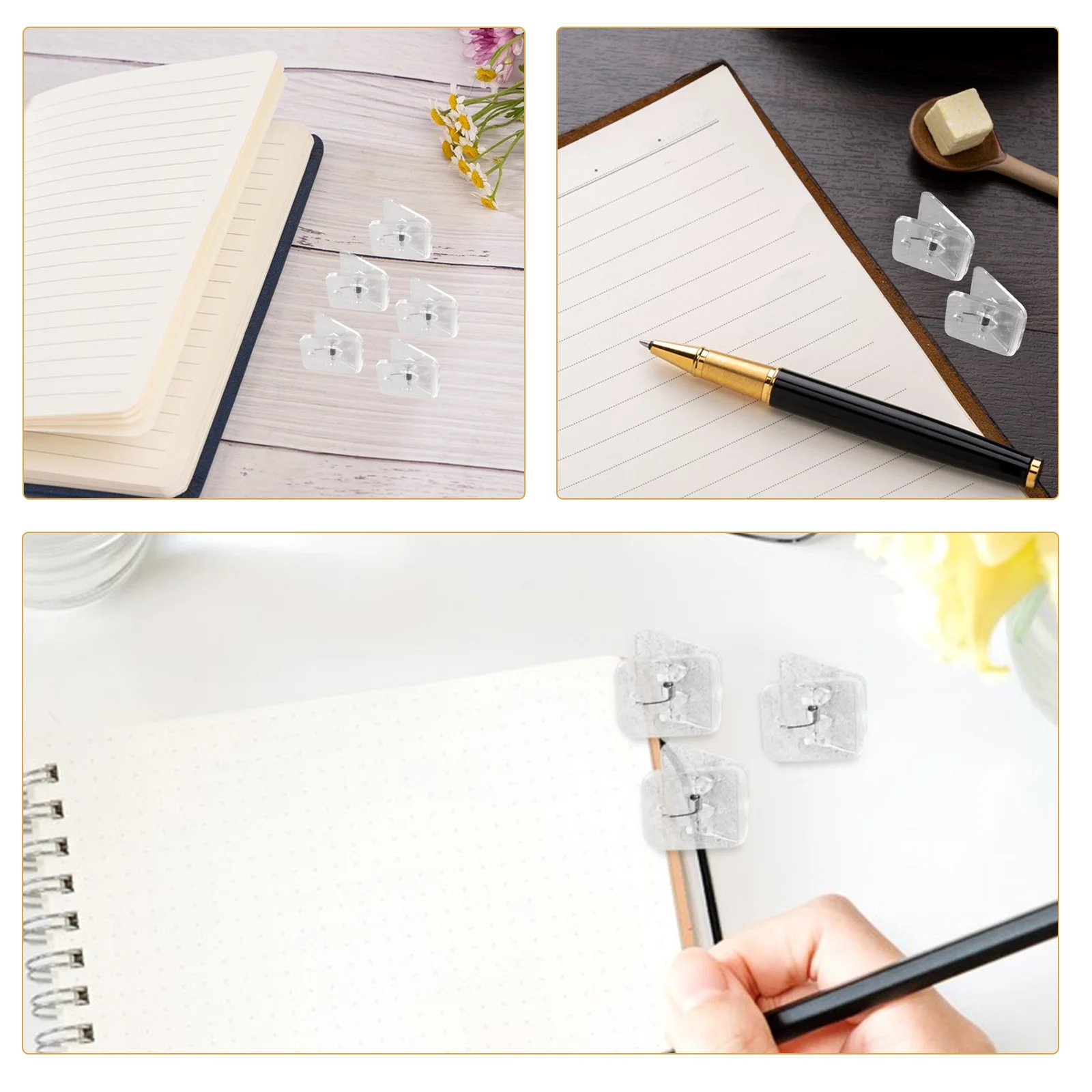 

40Pcs Mini Paper Clamps Square Design Portable Office School Organizer Secure Binder Clips Documents Paper Fastener Clips