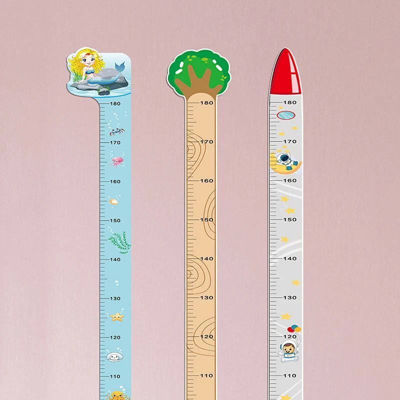 Cute Cartoon Height Sticker Mermaid Dinosaur Giraffe Wall Height Measuring Ruler Stickers For Kids Bedroom Kindergarten Decor