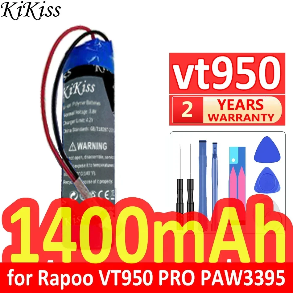 KiKiss Battery 1400mAh for Rapoo VT950 Pro PAW3395 26000DPI RGB Gaming Mouse