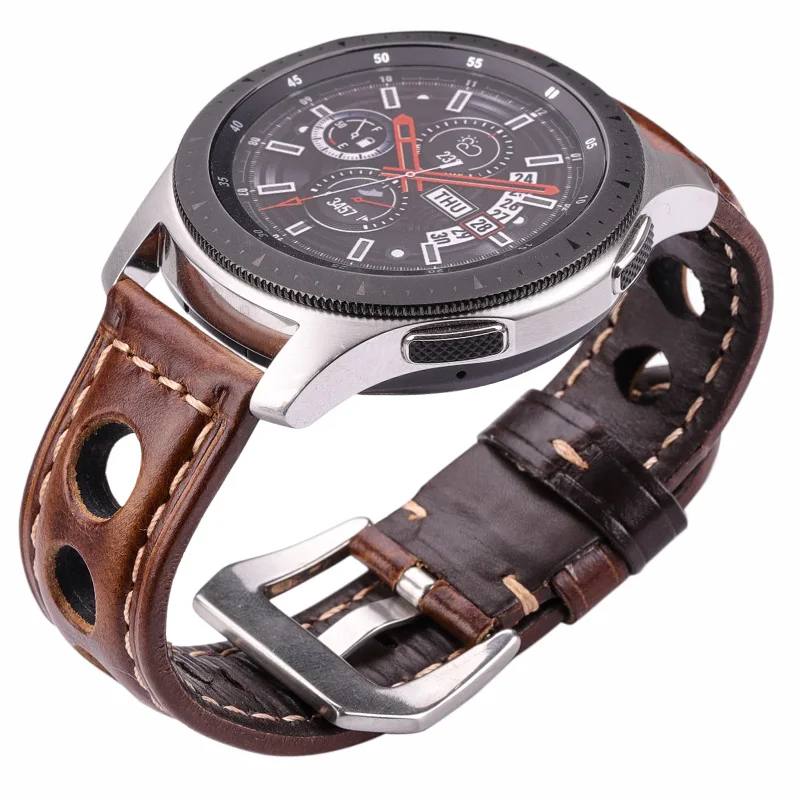 Cowhide Genuine Leather Watch Strap 20mm 22mm 24mm Unisex Oil Wax Fashion Band with Pin Buckle Watchbands