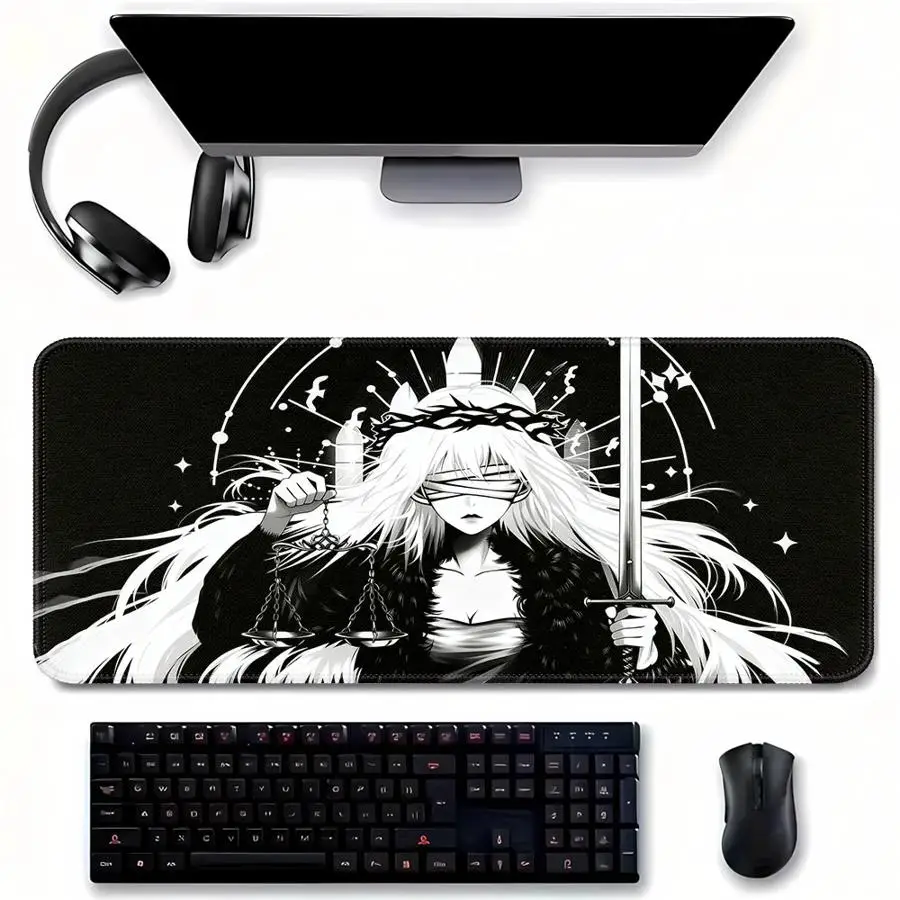 Mouse Pad Keyboard Mouse Pad Game Console Pad office Pad Computer Laptop Pad Desk accessories overlock Anime Lady With Sword