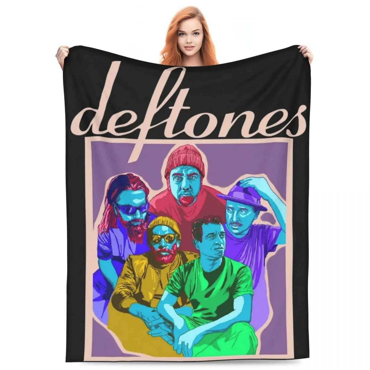 

Vintage Deftones Band Throw Blanket Coral Fleece Plush Home Alternative Metal Music Throw Blankets Ultra-Soft Travel Bedspread