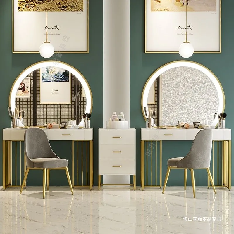 Studio with lamp dressing table Light luxury marble beauty salon Studio special makeup table Makeup professional makeup table