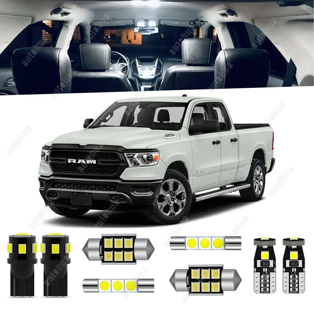 

LED Interior Lights For Dodge Ram 1500 2500 3500 2019-2021 White 6000K LED Lighting 23Pcs