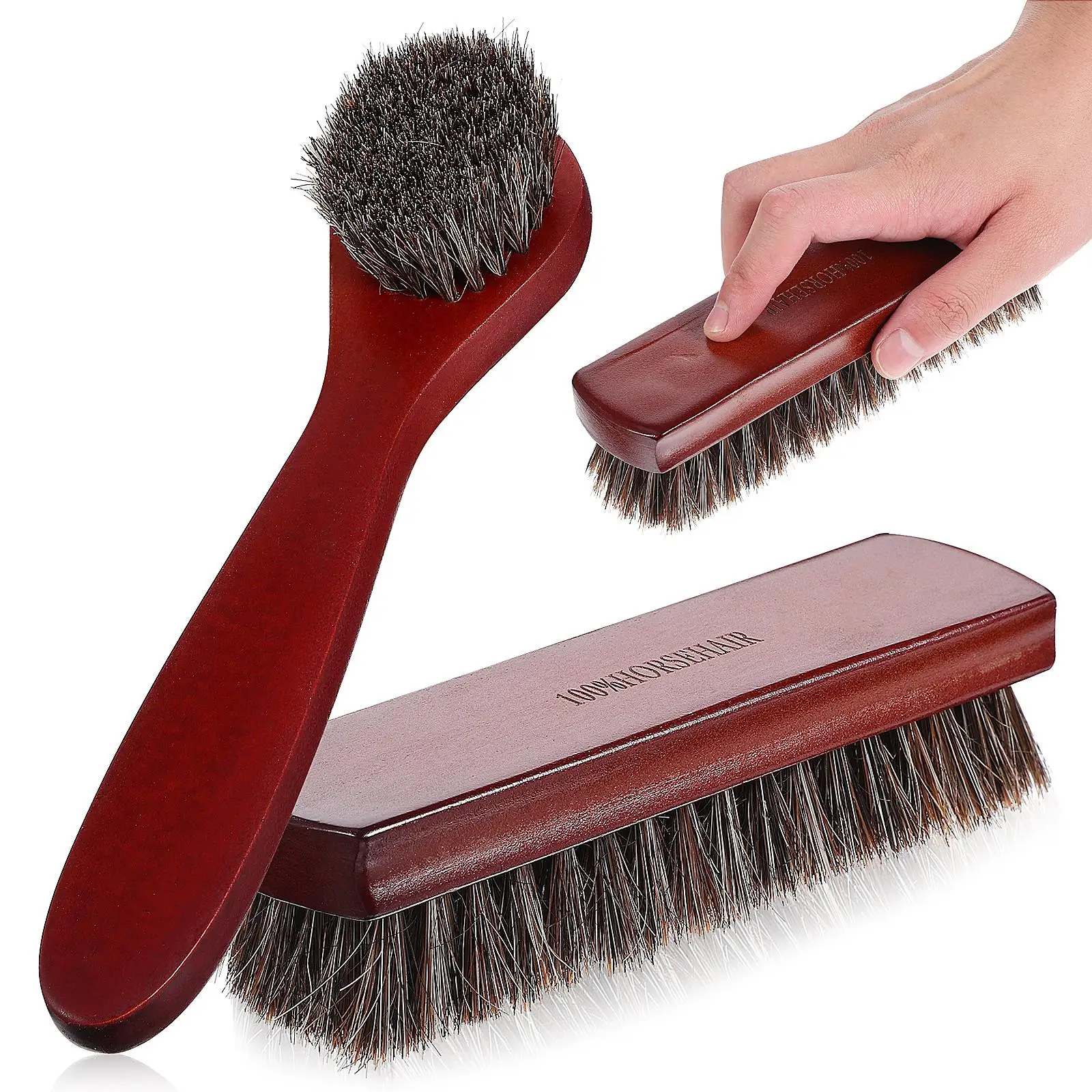 

2 Pcs Shoe Brush Care Kit Horsehair Mane for Sneaker Cleaning