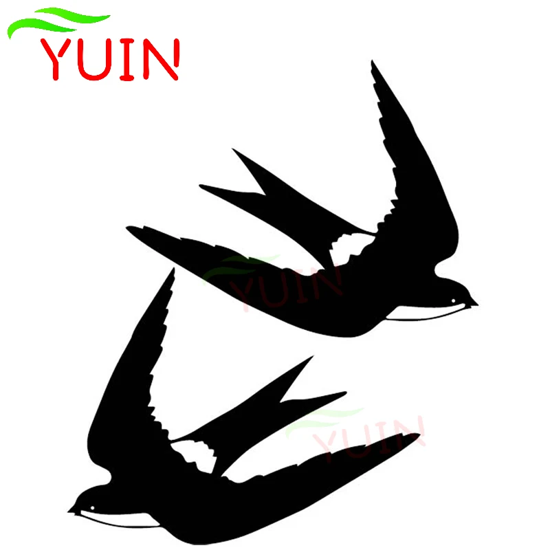 Swallow Creative Flying Car Sticker Fashion Body Window Decoration PVC Waterproof Sunscreen Decal Black/White/Red/Laser/Silver