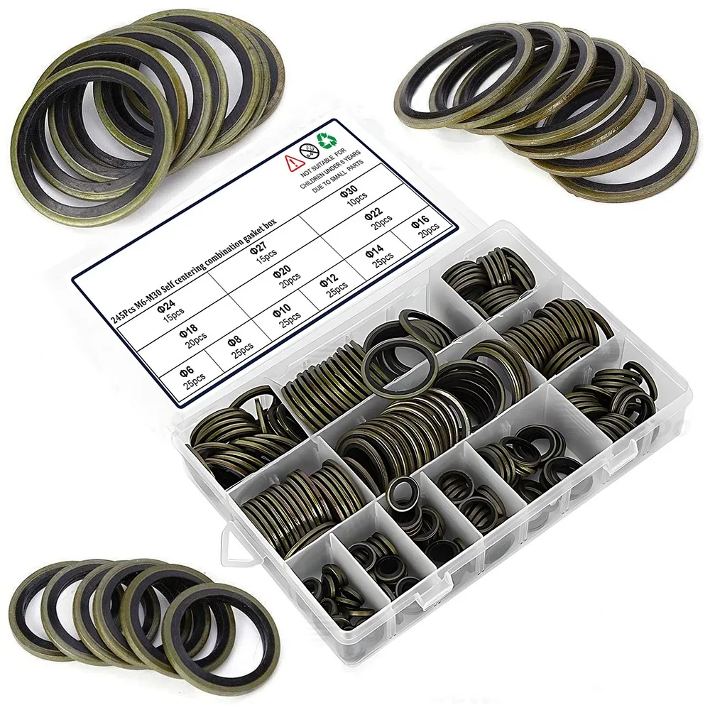 245Pcs Bonded Seals with Nitrile Rubber Sealing Oil Gasket Bonded Dowty Washers M6 M8 M10 M12 M14 M16 M18 M20 M22 M24 M27 M30