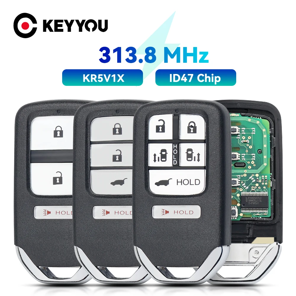 

KEYYOU With Battery For Honda Odyssey Fit Accord New inspire Jazz Xrv Venzel Clarity 313.8MHz KR5V1X ID47 Chip Smart Remote Key