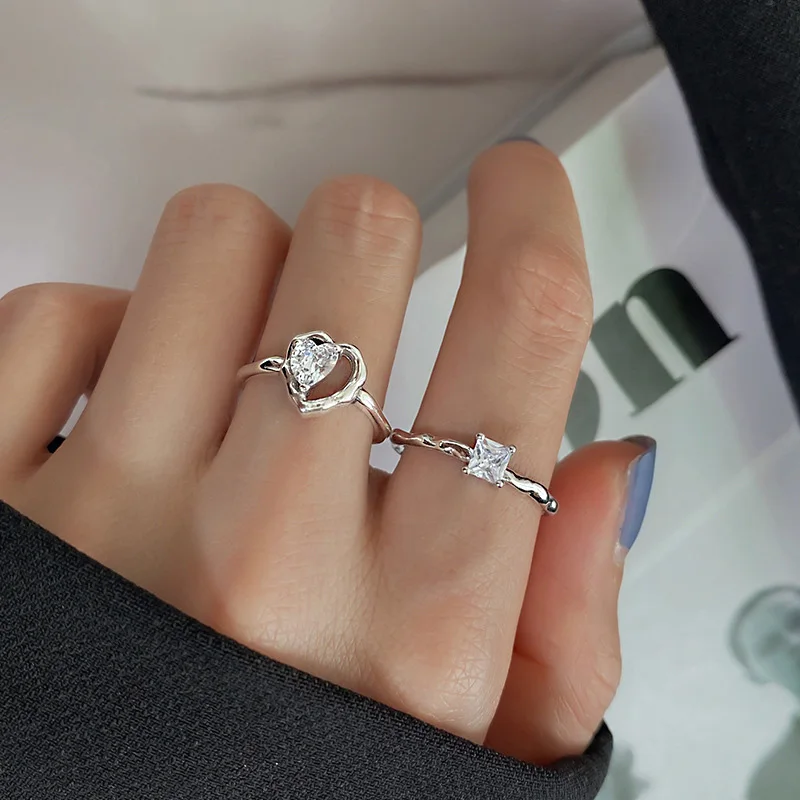 Mewanry الساطع الزركون حلقة مفتوحة للنساء الفتيات تصميم الأزياء حساسة كلاسيكية بسيطة أنيقة الحلو زفاف العروس مجوهرات هدية #5