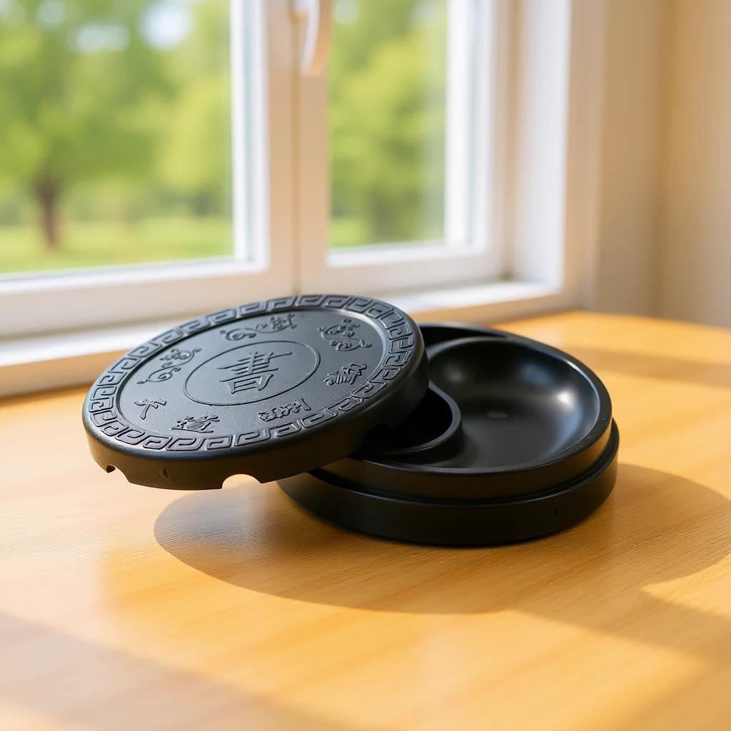 

Creative Plastic Calligraphy Inkslab With Lid Smooth Surface Light Weight Portable Students Inkslab Painting Accessories