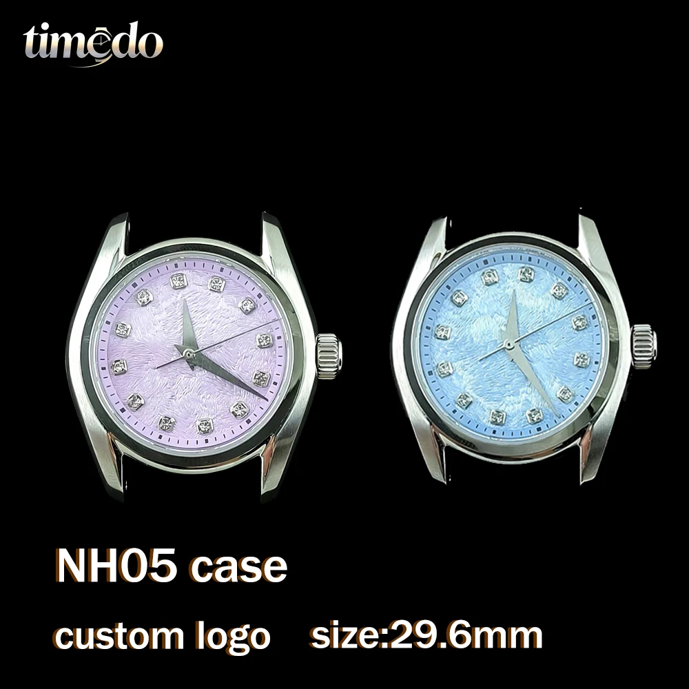 Hot selling NH05 Women's Case 29.6mm Diamond Stainless Steel Case Watch Accessories custom logo Suitable for NH05 Movement
