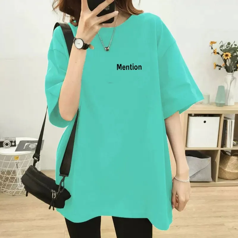  round Neck T-Shirt Set Pure Cotton Loose Travel Performance Clothes Dopaamine Candy Color Best Friend Outfit