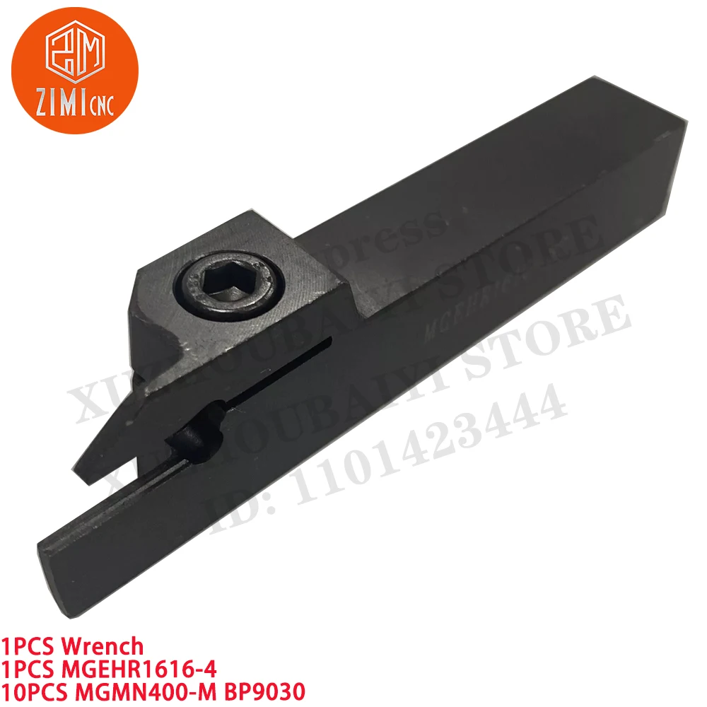 1 ชิ้น MGEHR1616-4 ร่องร่องภายนอก ที่จับเครื่องมือกลึง  +10 ชิ้น MGMN400-M  เครื่องกลึงโลหะเชิงกล CNC  เครื่องมือตัด  เม็ดมีดคาร์ไบด์