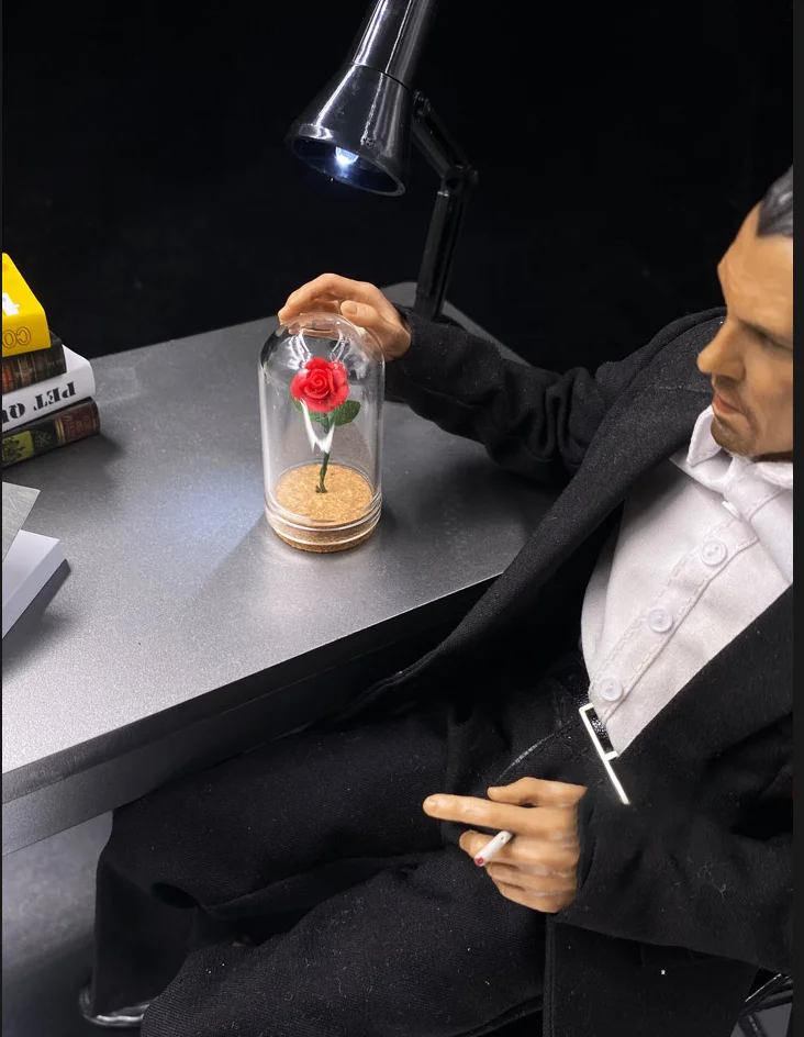 1/6 Scale Mini Rose Flower with Bottle Model for 12''Figures Body DIY Scene Accessories