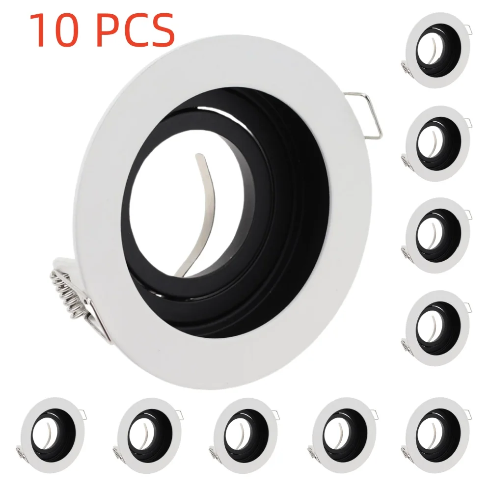 

JOYINLED 2/10 PCS Aluminium Alloy White-Black Square Round GU10 MR16 Spotlight Ceiling Light Housing Downlights Fixture