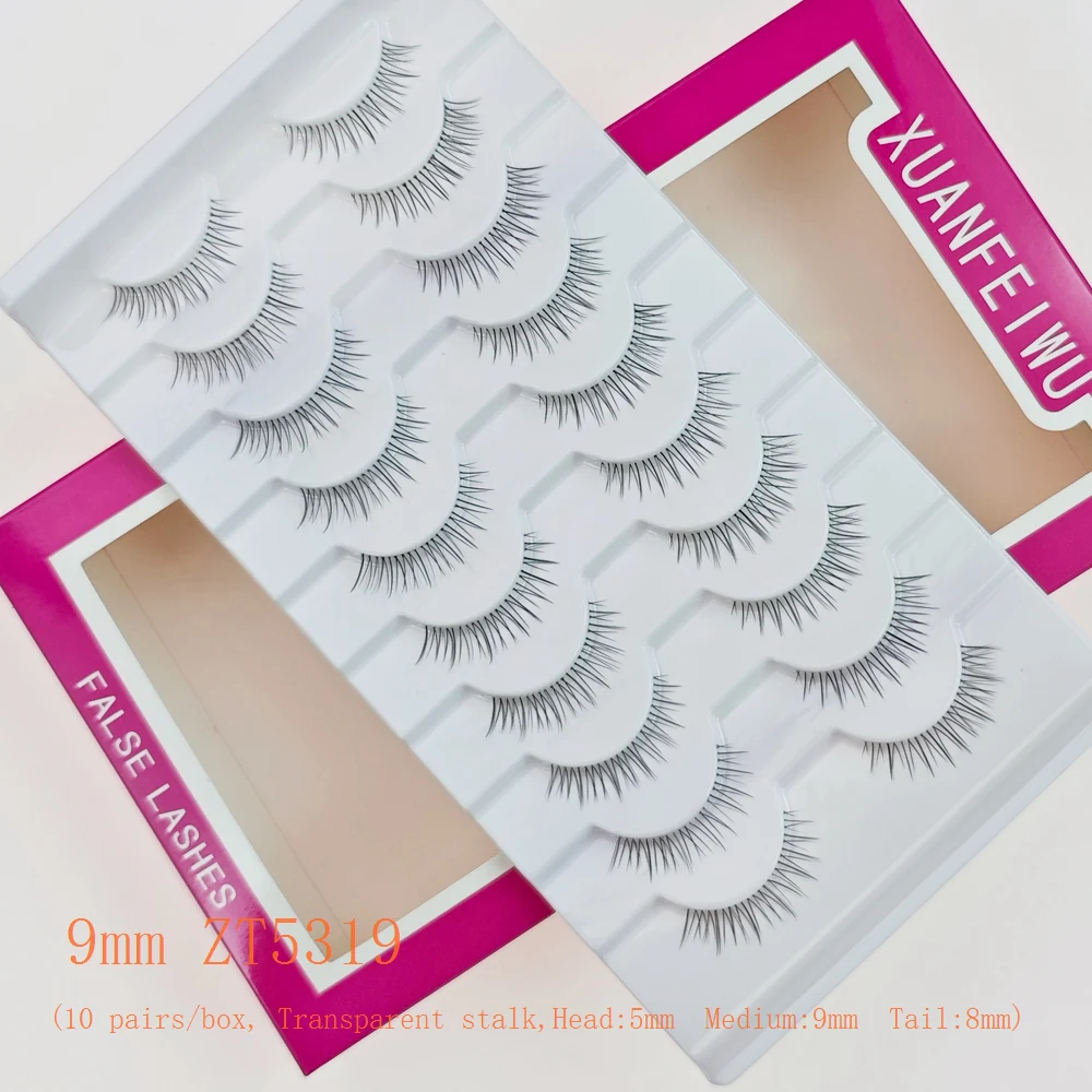 Xuanfeiwu ナチュラル ノーメイク ライトメイク ヌードメイク デイリー 透明ステムまつげ ワンピースストリップつけまつげ インフルエンサー仕事 メイクアップで使用可能 自己移植まつげ