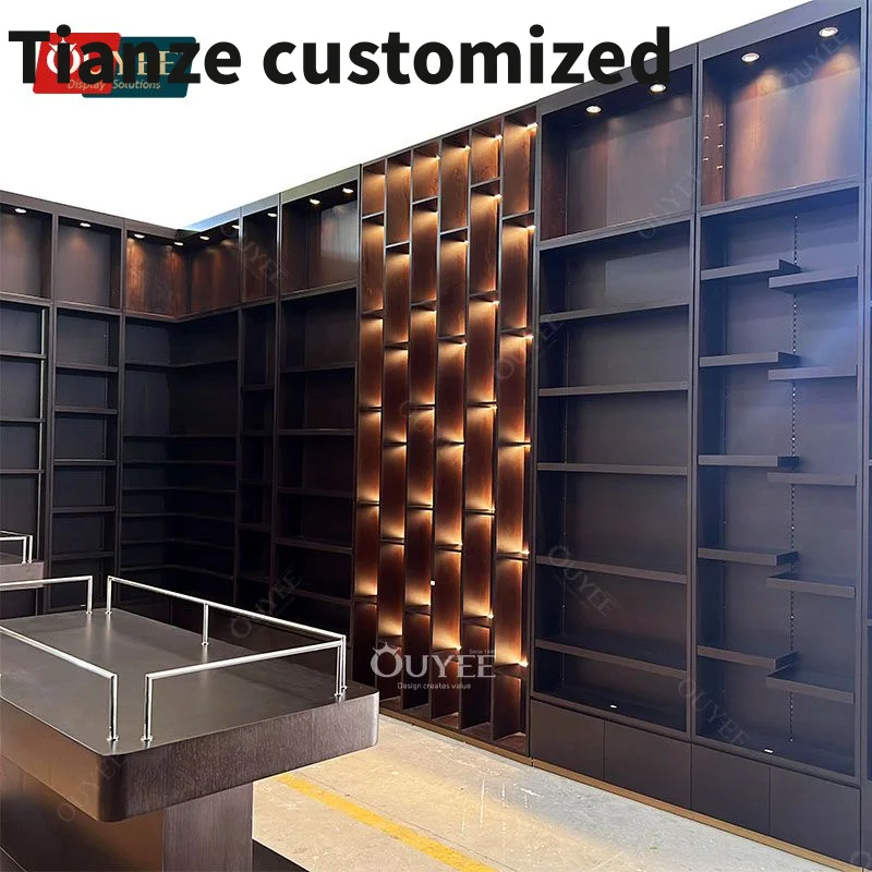 Customized-cigar humidor dispensary shop design glass shop display cabinets stand smoke shop dispensary display