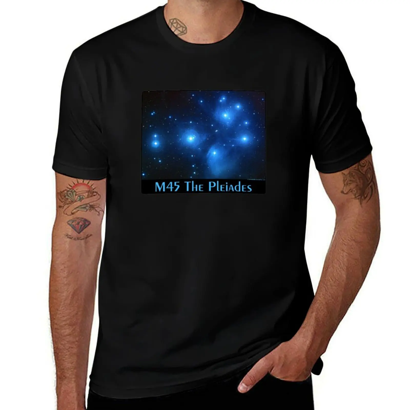 M45 Pleiades Star Cluster Astronomy (n) T-Shirt Basic Plain Tee for Spring and Summer