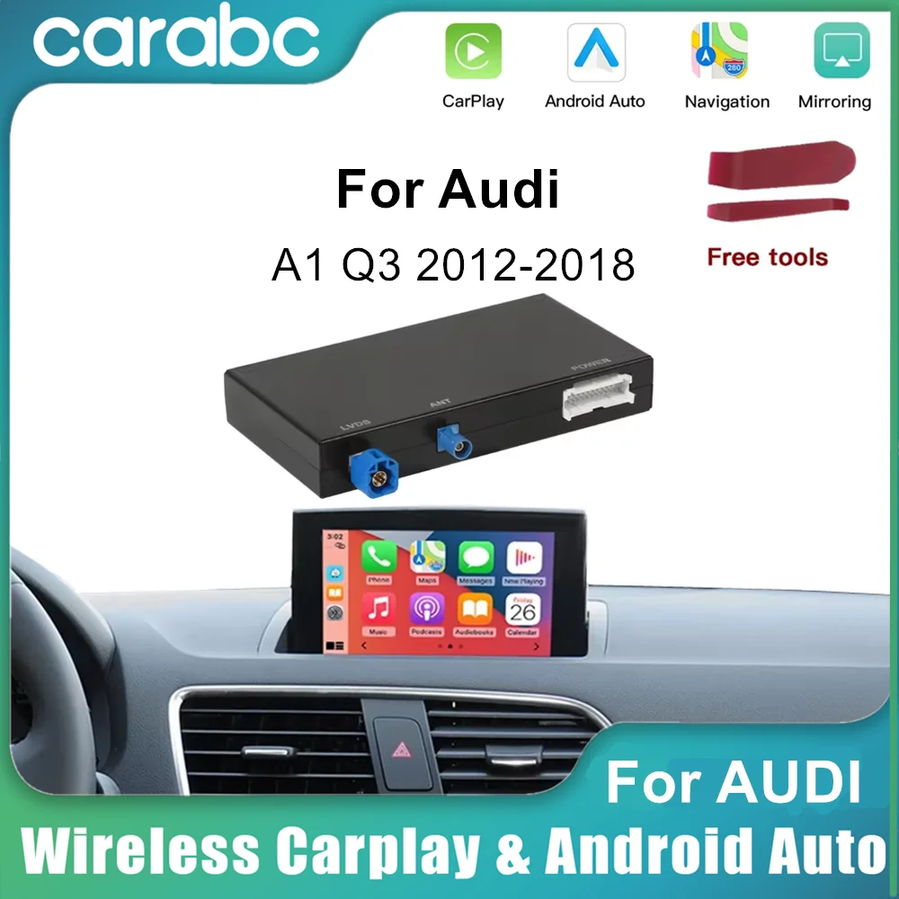 CARABC Wireless CarPlay Android Auto For Audi A1 Q3 2012-2018 2G/3G  MMI HN+ RMC With AirPlay Mirror Link Function BOX
