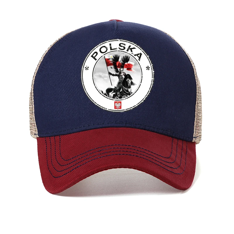 

Poland Flag Graphic Mens Baseball Cap 3D Printed Summer Casual Poland Polska Husarz hat Cool Summer Mesh Trucker hats