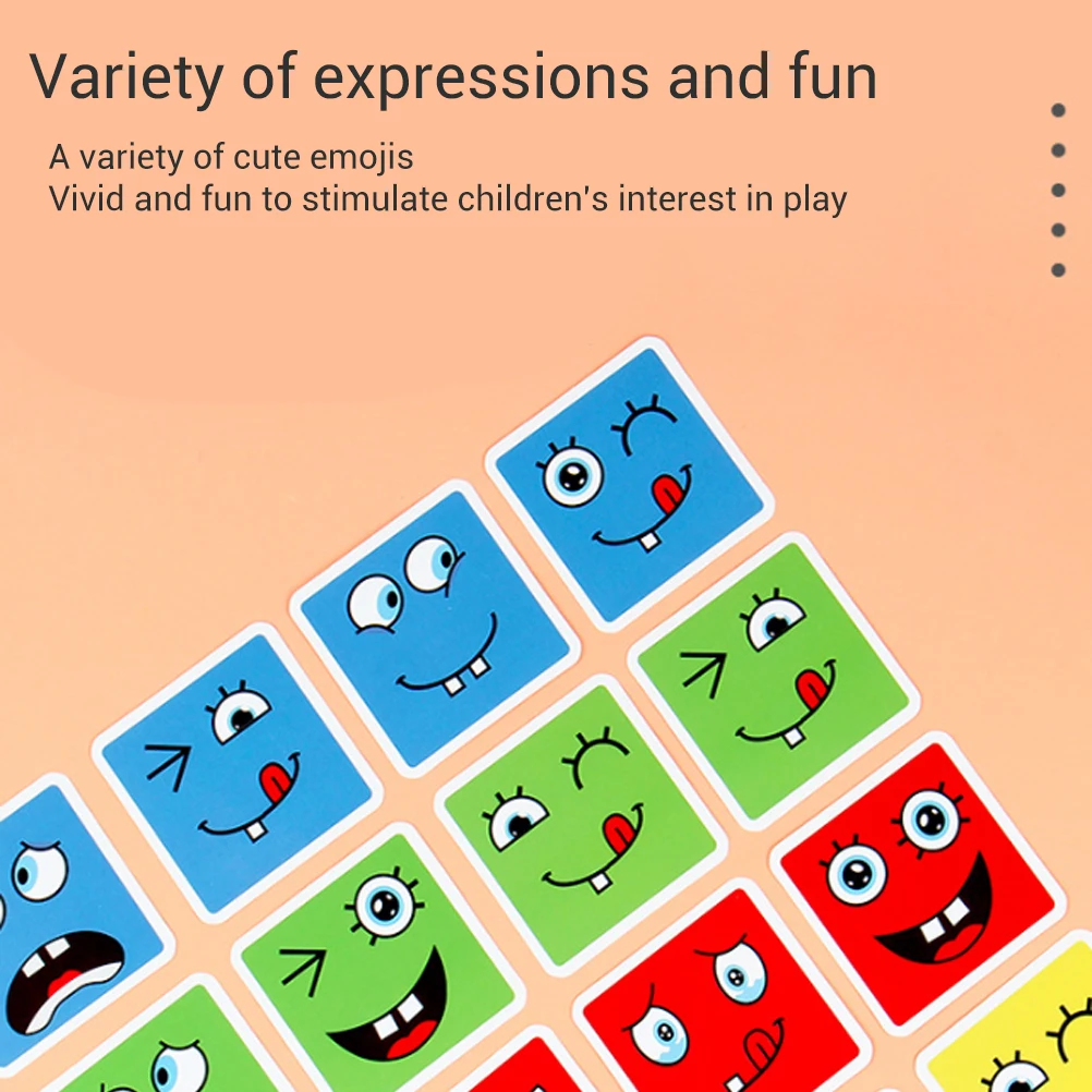 لعبة ألغاز للأطفال - لعبة المكعب السحري لتغيير الوجه الخشبي، مكعبات تعليمية لتغيير الوجه، 3 سنوات فما فوق #4