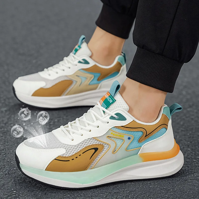 Fashionable, lightweight, breathable mesh student sports shoes with soft sole and anti slip men's casual single shoes