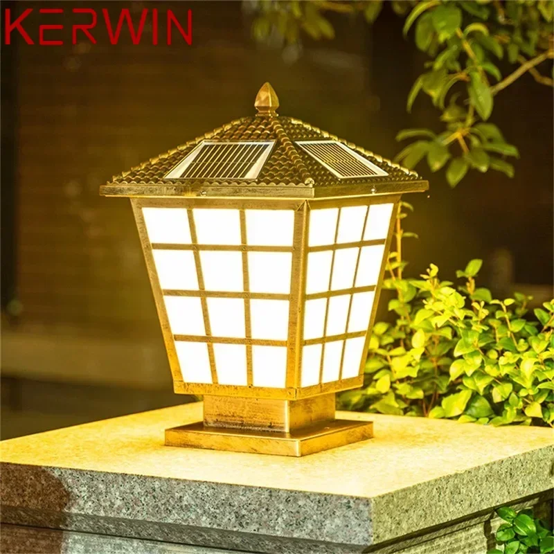 KERWIN Classical Solar Modern Wall Light LED Waterproof IP65 Pillar Post Lamp Fixtures for Home Garden