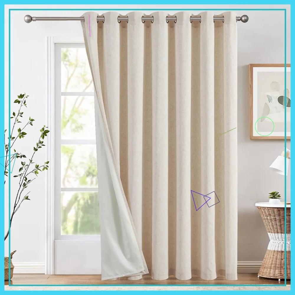 

Light Filtering Curtain 100x84, Beige Room Darkening Patio Door Drapes, 1 Panel Grommet