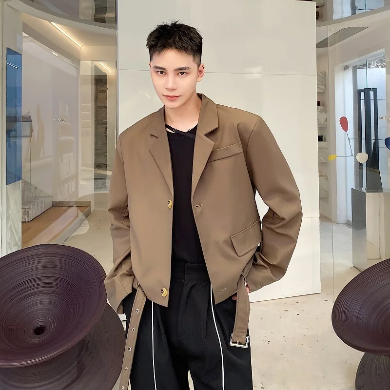 

Новые мужские брюки-карго в корейском стиле, повседневные, свободные, в стиле INS, модные, длинные, однотонные, с плоским воротником, куртка