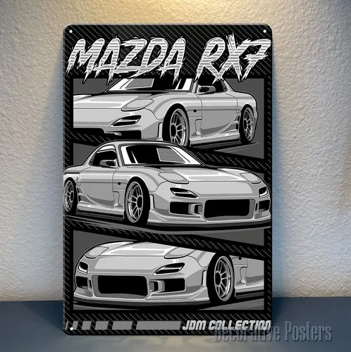 rx7 Jdm Car Metallposter – Sammlerblechschild, Größe: 20 x 30 cm, Aluminium