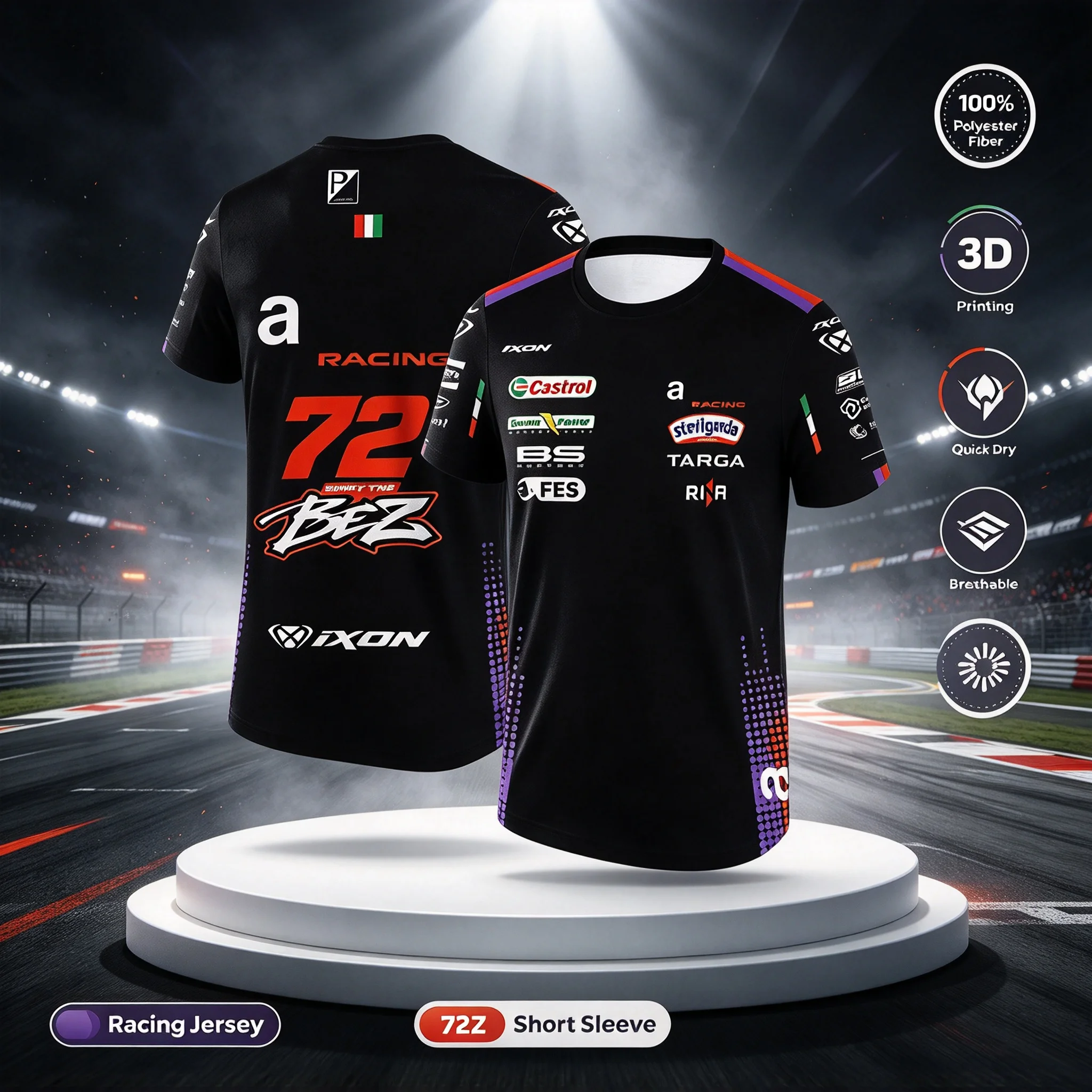2026 Marco Bezzecchi 72 Replica Team T-Shirt Martín 89 Driver Quick Drying Short Sleeve Top Sports Casual Men's T-Shirts Moto