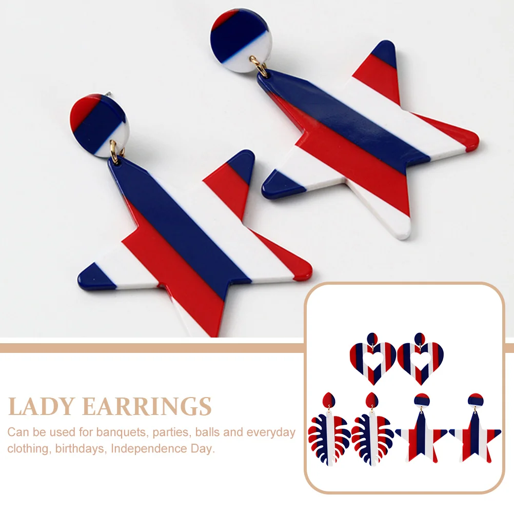

3 Pairs Holiday Earrings Pendants Fashion Jewelry Trendy Decorative Decors Acrylic Dangle Miss Ornament
